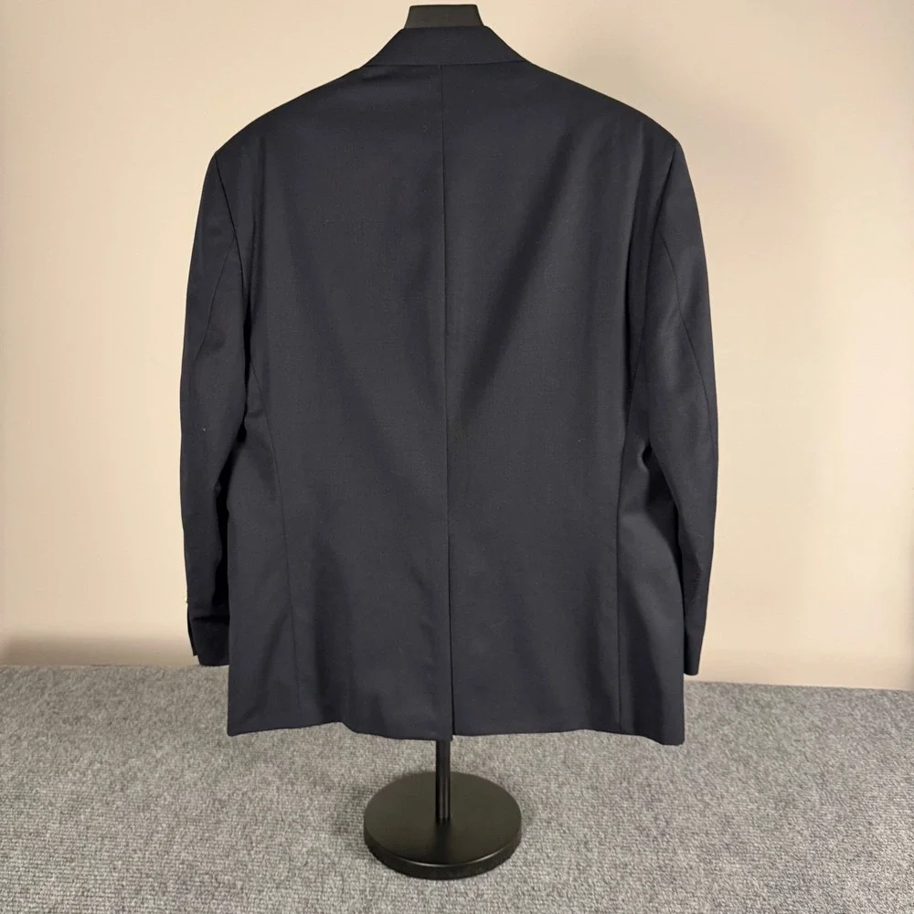 Chaps‎ Mens Navy Blue 100% Wool Blazer Gold Crest Buttons Sport Coat 42S